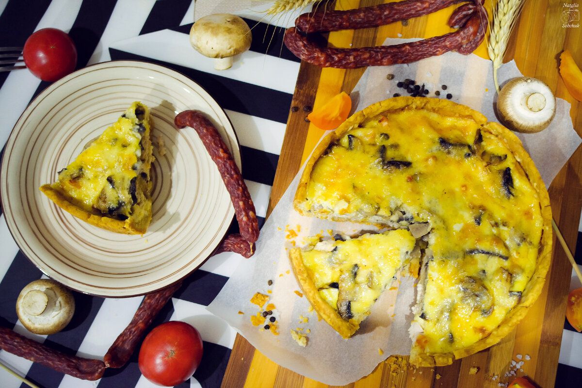 Восхитительный киш с курицей и грибами