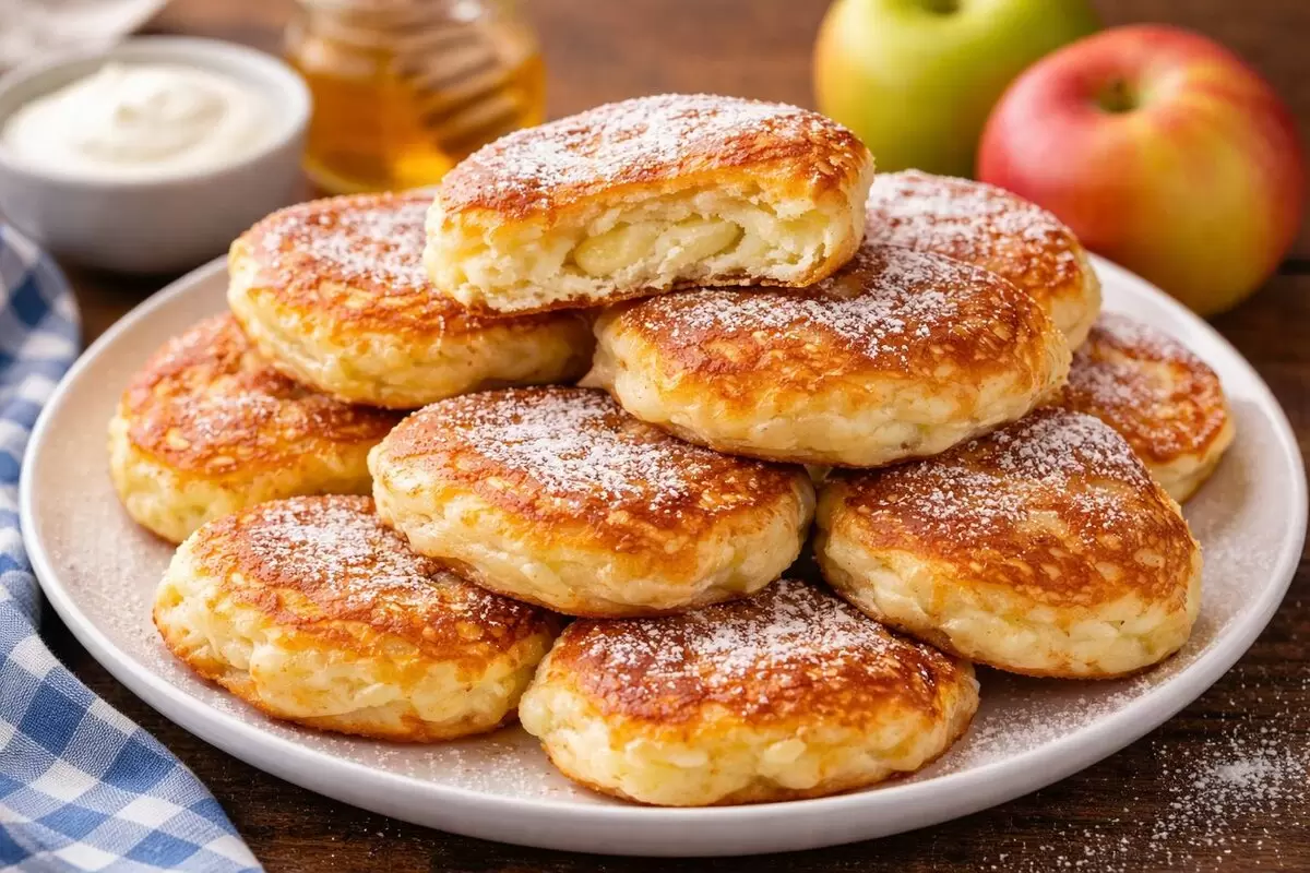 Завтрак с яблочными оладьями: простой и уютный рецепт для всей семьи