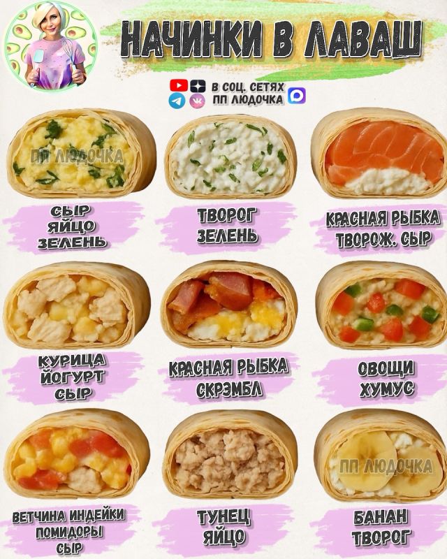 Пять вкусных начинок для любимого лаваша